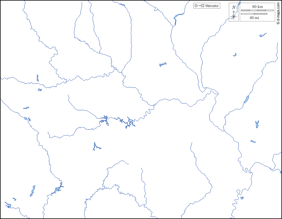 Missouri : d-maps.com: Kostenlose Karten, kostenlose stumme Karte, kostenlose unausgefüllt Landkarte, kostenlose hochauflösende Umrisskarte : Hydrografie