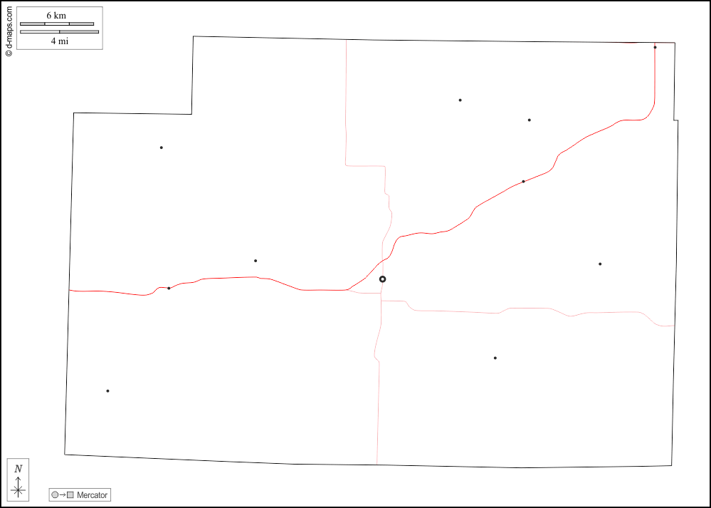 Contea di Monroe : d-maps.com: mappa gratuita, mappa muta gratuita, cartina muta gratuita : contorni, principali città, strade, bianco