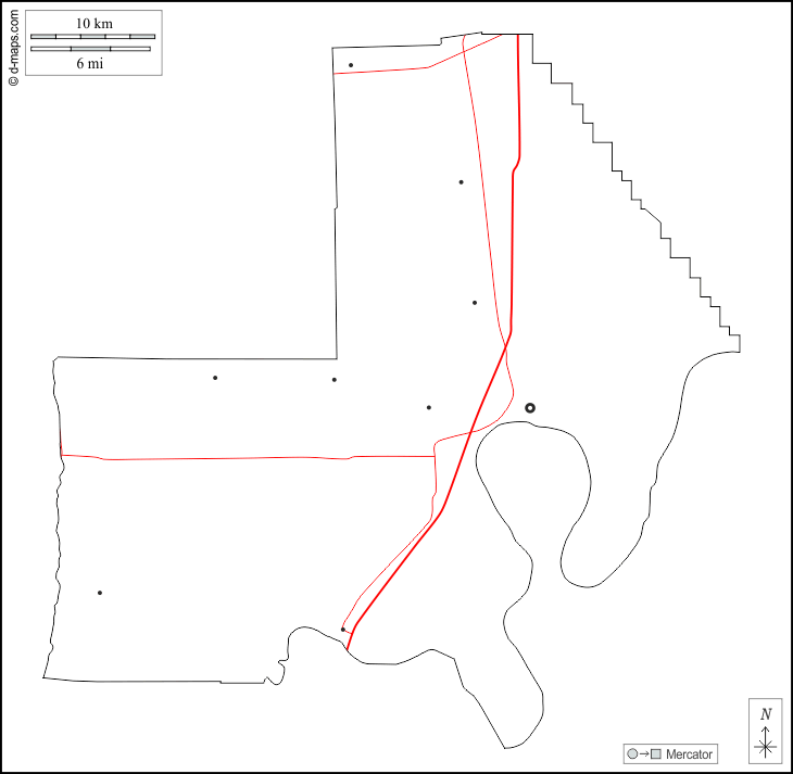 Contea di New Madrid : d-maps.com: mappa gratuita, mappa muta gratuita, cartina muta gratuita : contorni, principali città, strade, bianco