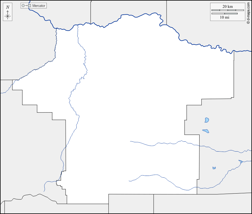Contea di Fergus : d-maps.com: mappa gratuita, mappa muta gratuita, cartina muta gratuita : frontiere, idrografia