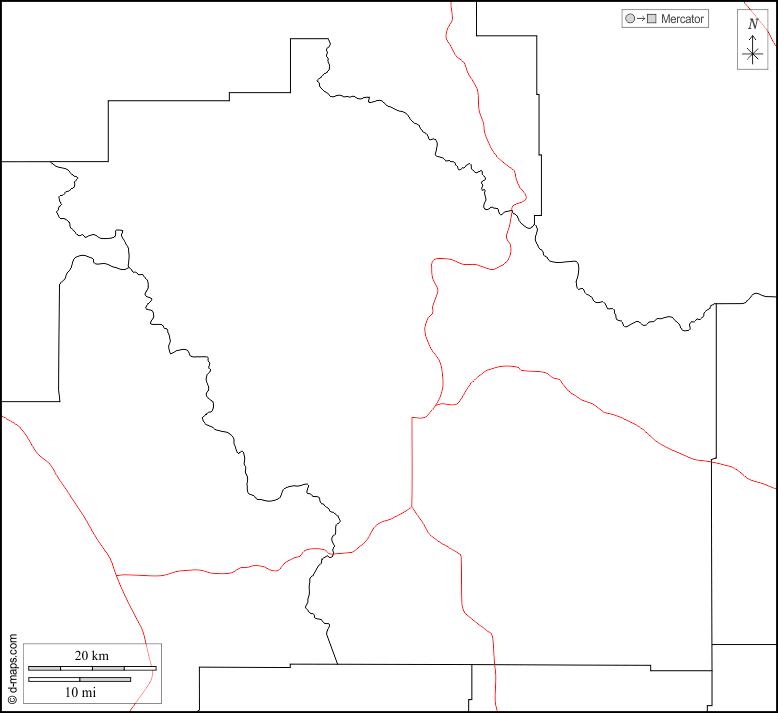 Contea di Meagher : d-maps.com: mappa gratuita, mappa muta gratuita, cartina muta gratuita : frontiere, strade, bianco