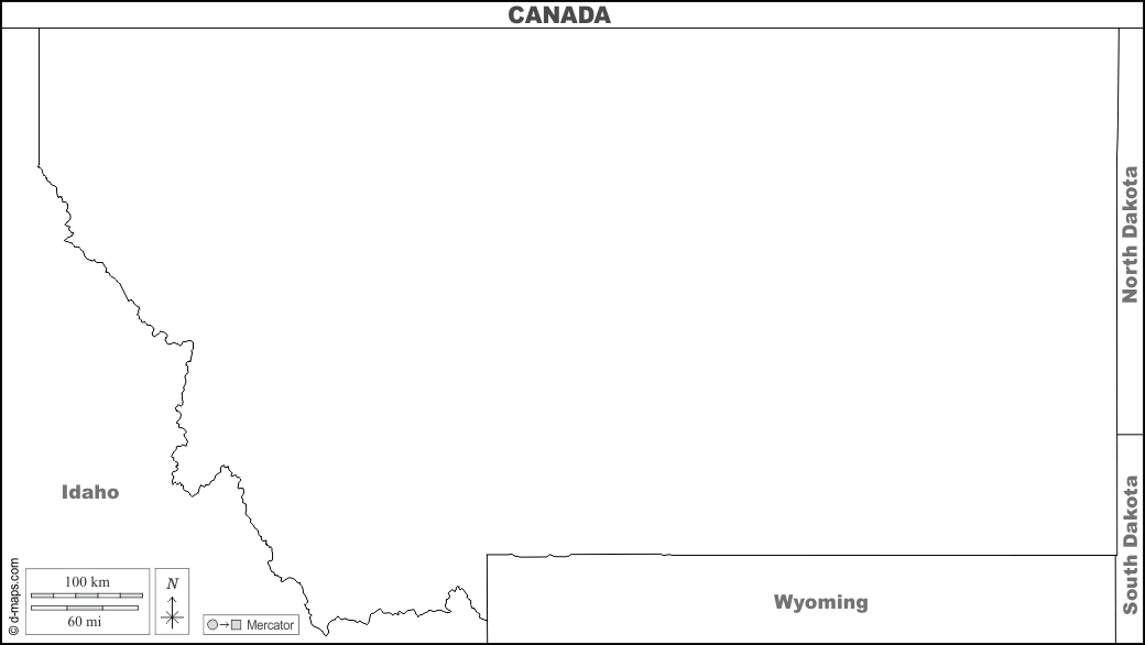 Монтана : d-maps.com: Бесплатная карта, бесплатная карта, свободная карта, Бесплатная базовая карта
 : границы, имена, Белый