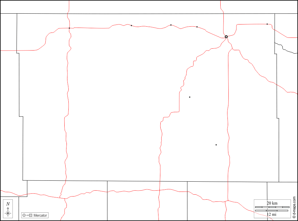 Cherry County : d-maps.com: Kostenlose Karten, kostenlose stumme Karte, kostenlose unausgefüllt Landkarte, kostenlose hochauflösende Umrisskarte : Grenzen, Wichtige Städte, Straßen, weiß