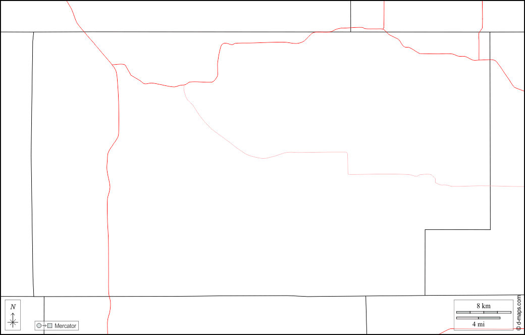 Contea di Frontier : d-maps.com: mappa gratuita, mappa muta gratuita, cartina muta gratuita : frontiere, strade, bianco