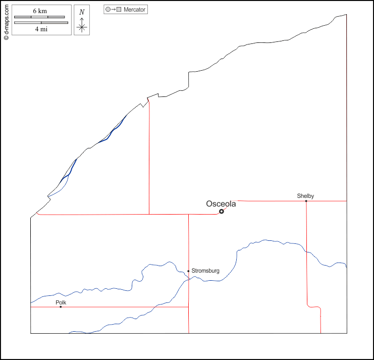 Polk County : d-maps.com: free map, free blank map, free outline map, free base map : outline, hydrography, main cities, roads, names, white