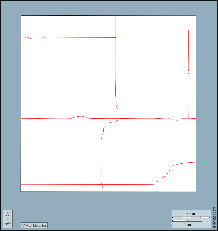 Contea di Thayer : d-maps.com: mappa gratuita, mappa muta gratuita, cartina muta gratuita : contorni, strade