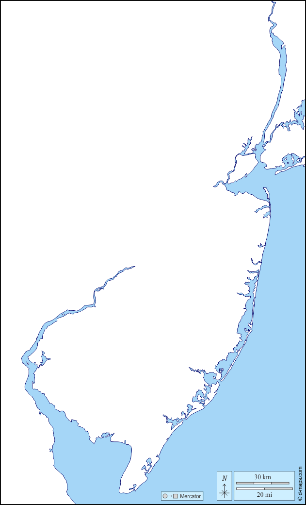 New Jersey : d-maps.com: mappa gratuita, mappa muta gratuita, cartina muta gratuita : litorali