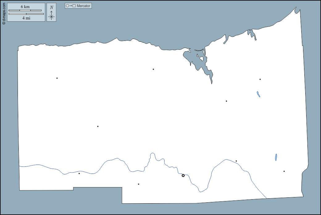 Contea di Wayne : d-maps.com: mappa gratuita, mappa muta gratuita, cartina muta gratuita : contorni, idrografia, principali città