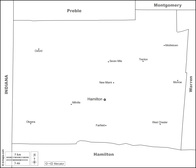 Butler County Free Map Free Blank Map Free Outline Map Free Base Map