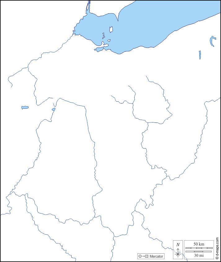 Ohio : d-maps.com: Kostenlose Karten, kostenlose stumme Karte, kostenlose unausgefüllt Landkarte, kostenlose hochauflösende Umrisskarte : Küsten, Hydrografie