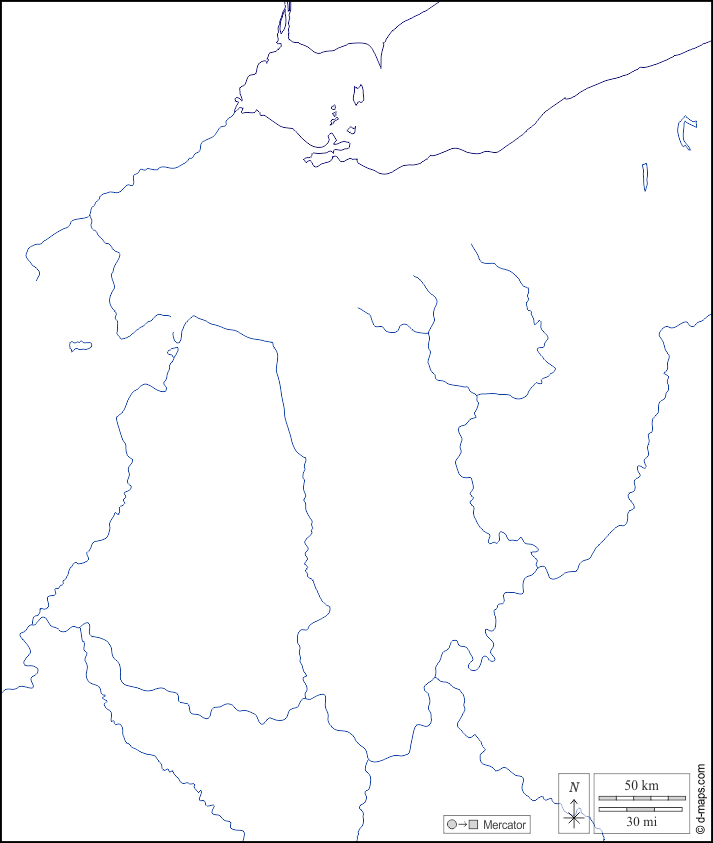 Ohio : d-maps.com: mapa gratuito, mapa mudo gratuito, mapa en blanco gratuito, plantilla de mapa : costas, hidrografía, blanco