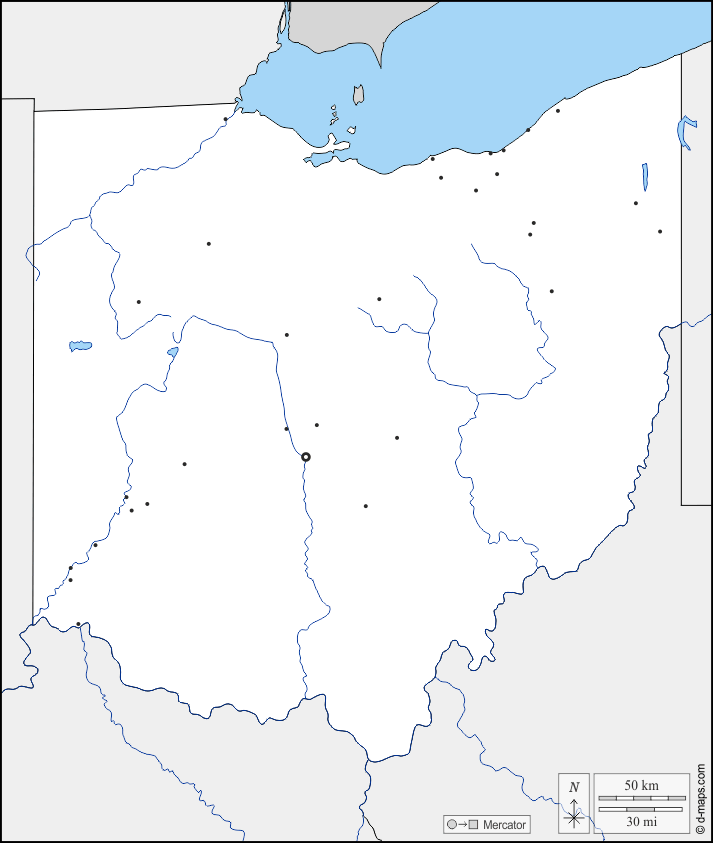 Огайо : d-maps.com: Бесплатная карта, бесплатная карта, свободная карта, Бесплатная базовая карта
 : границы, гидрографии, Главные города
