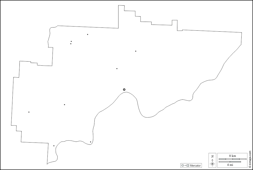 Contea di Washington : d-maps.com: mappa gratuita, mappa muta gratuita, cartina muta gratuita : contorni, principali città, bianco