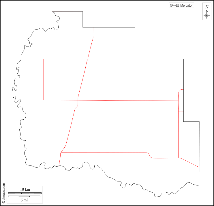 Tillman County : d-maps.com: Kostenlose Karten, kostenlose stumme Karte, kostenlose unausgefüllt Landkarte, kostenlose hochauflösende Umrisskarte : Umrisse, Straßen, weiß