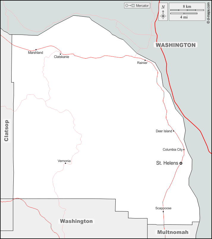 Columbia County : d-maps.com: Kostenlose Karten, kostenlose stumme Karte, kostenlose unausgefüllt Landkarte, kostenlose hochauflösende Umrisskarte : Grenzen, Wichtige Städte, Straßen, Namen