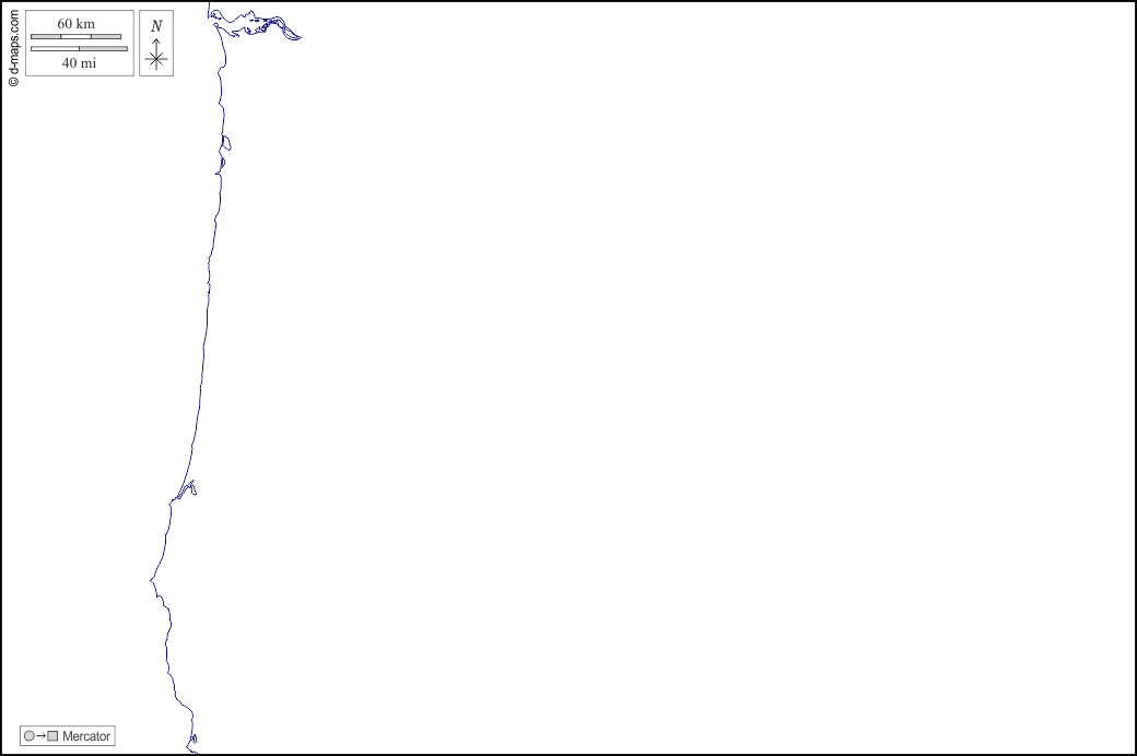 Oregon : d-maps.com: Kostenlose Karten, kostenlose stumme Karte, kostenlose unausgefüllt Landkarte, kostenlose hochauflösende Umrisskarte : Küsten, weiß