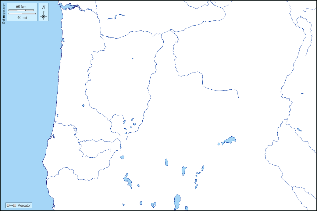 Oregon : d-maps.com: Kostenlose Karten, kostenlose stumme Karte, kostenlose unausgefüllt Landkarte, kostenlose hochauflösende Umrisskarte : Küsten, Hydrografie