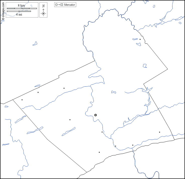Contea di Carbon : d-maps.com: mappa gratuita, mappa muta gratuita, cartina muta gratuita : frontiere, idrografia, principali città, bianco