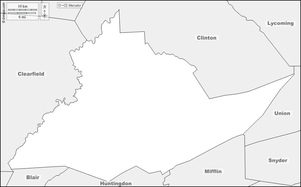 Contea di Centre : d-maps.com: mappa gratuita, mappa muta gratuita, cartina muta gratuita : frontiere, nomi