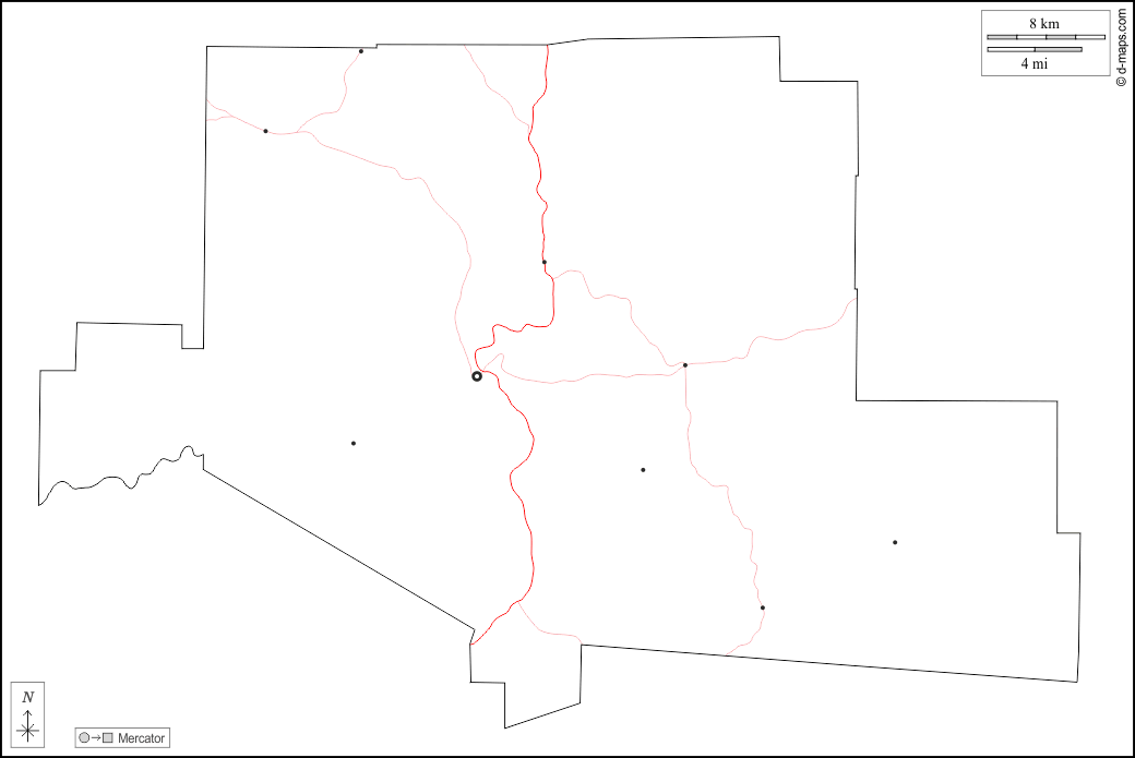 Elk County : d-maps.com: Kostenlose Karten, kostenlose stumme Karte, kostenlose unausgefüllt Landkarte, kostenlose hochauflösende Umrisskarte : Umrisse, Wichtige Städte, Straßen, weiß