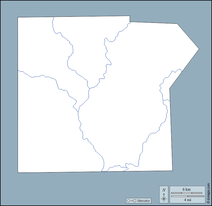 Contea di Lawrence : d-maps.com: mappa gratuita, mappa muta gratuita, cartina muta gratuita : contorni, idrografia