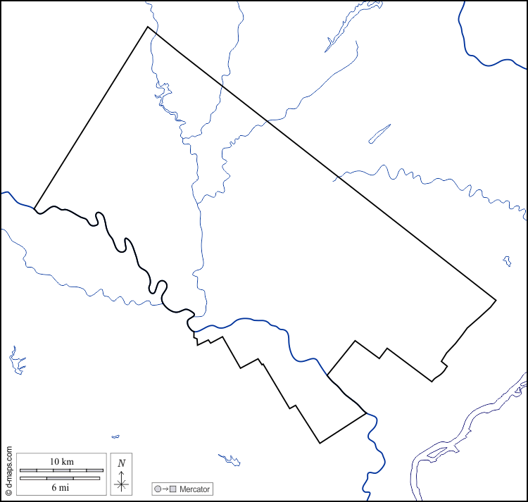 Contea di Montgomery : d-maps.com: mappa gratuita, mappa muta gratuita, cartina muta gratuita : litorali, limiti, idrografia, bianco