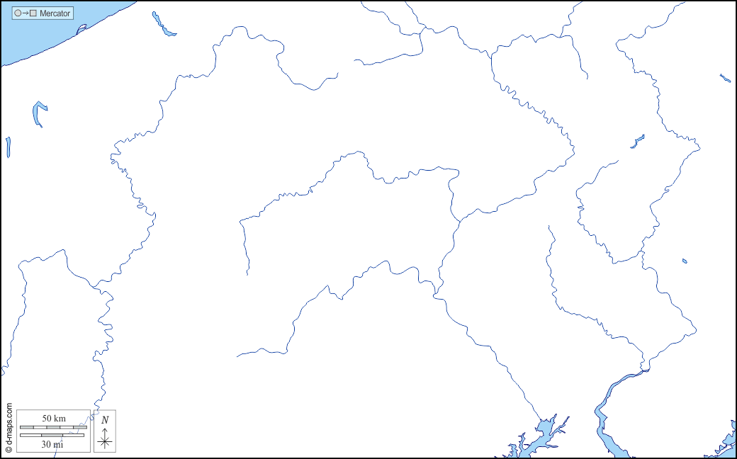 Pennsylvania : d-maps.com: mappa gratuita, mappa muta gratuita, cartina muta gratuita : litorali, idrografia