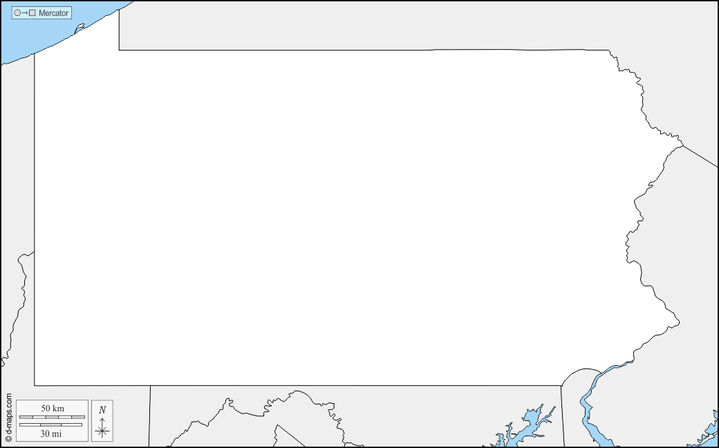 Pensilvânia : d-maps.com: mapa livre, mapa em branco livre, mapa livre do esboço, mapa básico livre
 : fronteiras