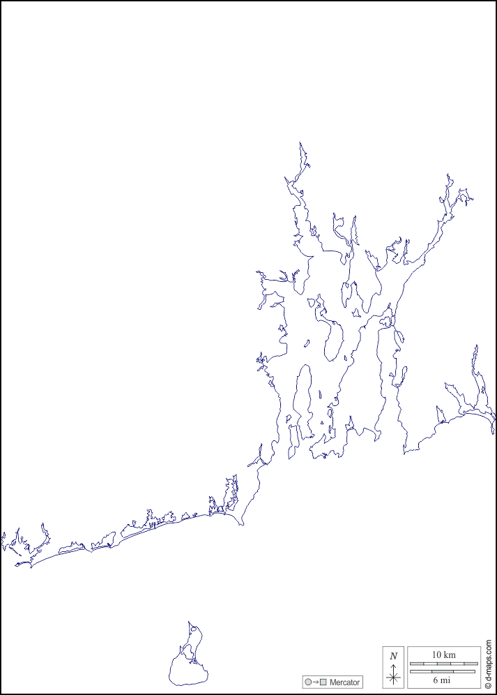 Rhode Island : d-maps.com: mapa gratuito, mapa mudo gratuito, mapa en blanco gratuito, plantilla de mapa : costas, blanco