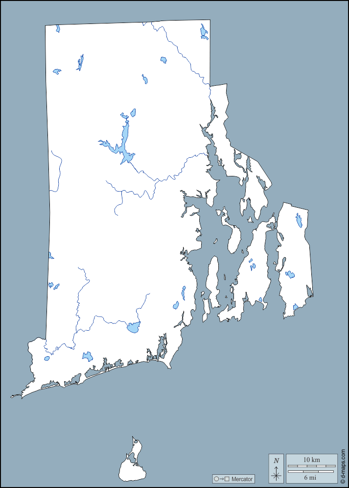 Rhode Island : d-maps.com: mapa gratuito, mapa mudo gratuito, mapa en blanco gratuito, plantilla de mapa : contornos, hidrografía