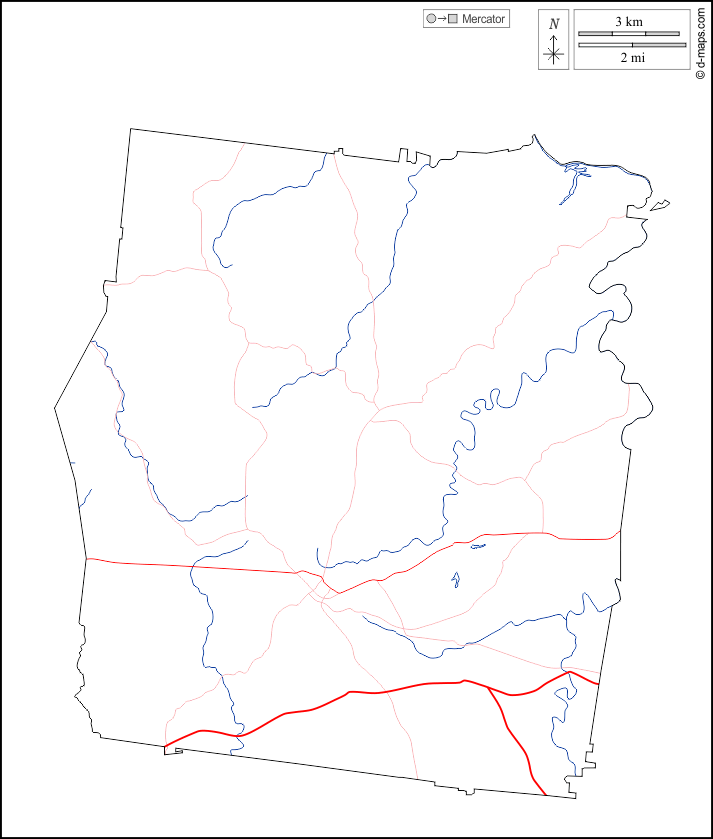 Диксон Каунти : d-maps.com: Бесплатная карта, бесплатная карта, свободная карта, Бесплатная базовая карта
 : контур, гидрографии, дорог, Белый