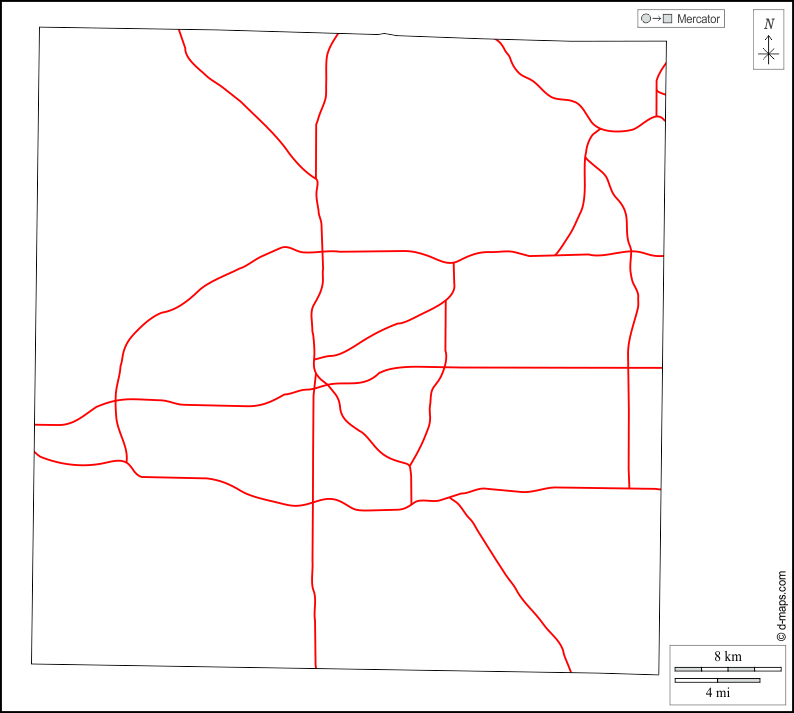 Contea di Tarrant : d-maps.com: mappa gratuita, mappa muta gratuita, cartina muta gratuita : contorni, strade, bianco