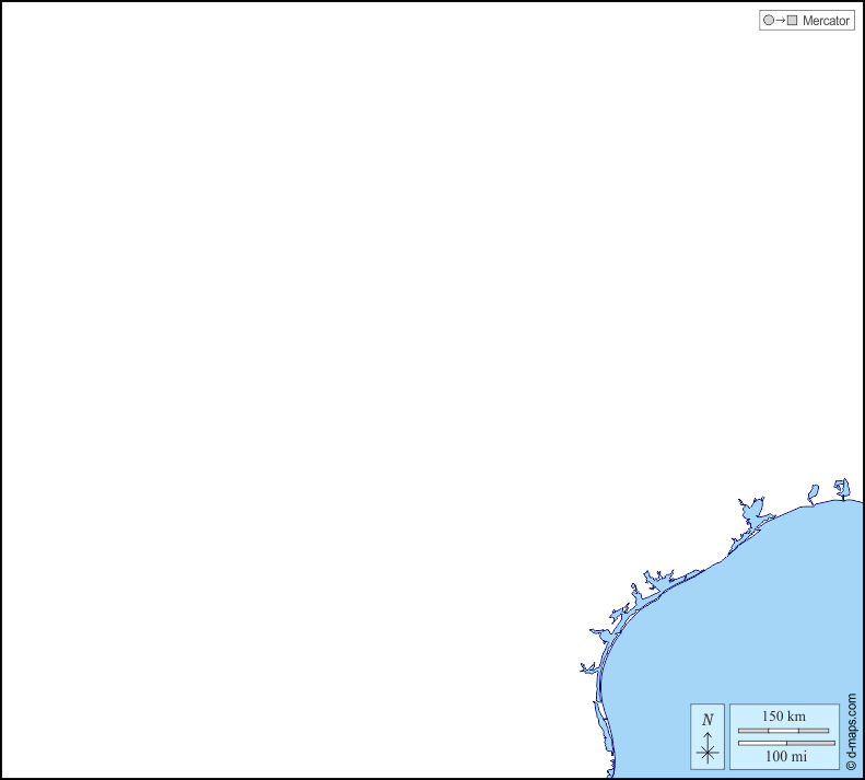 Texas : d-maps.com: Kostenlose Karten, kostenlose stumme Karte, kostenlose unausgefüllt Landkarte, kostenlose hochauflösende Umrisskarte : Küsten