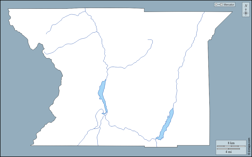 Contea di Piute : d-maps.com: mappa gratuita, mappa muta gratuita, cartina muta gratuita : contorni, idrografia
