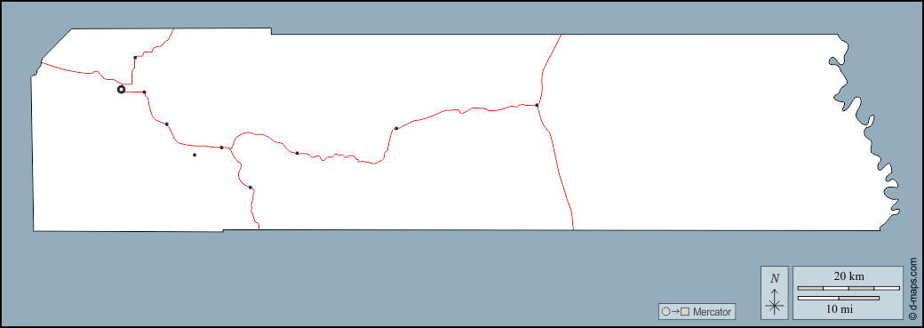Contea di Wayne : d-maps.com: mappa gratuita, mappa muta gratuita, cartina muta gratuita : contorni, principali città, strade
