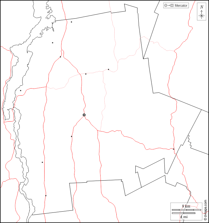 Addison County : d-maps.com: free map, free blank map, free outline map, free base map : boundaries, main cities, roads, white