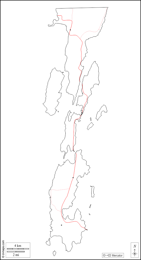 Condado de Grand Isle : d-maps.com: mapa gratuito, mapa mudo gratuito, mapa en blanco gratuito, plantilla de mapa : contornos, principales ciudades, carreteras, blanco