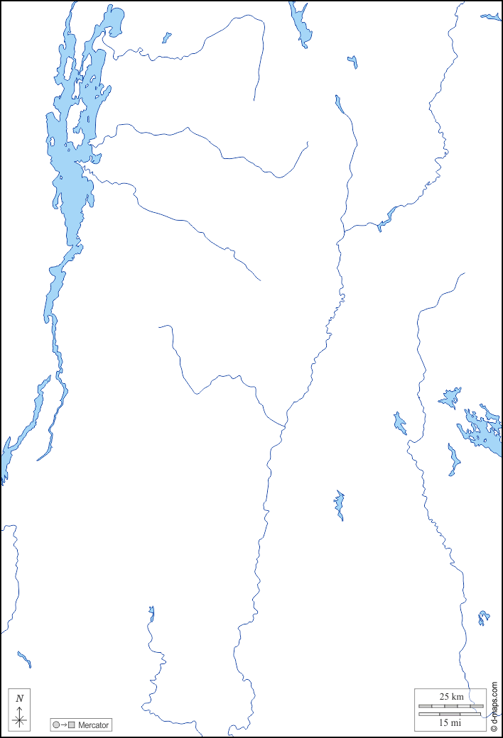 Vermont : d-maps.com: mapa gratuito, mapa mudo gratuito, mapa en blanco gratuito, plantilla de mapa : hidrografía