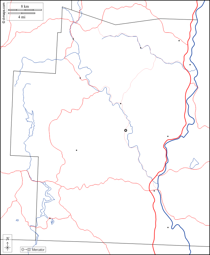 温德姆县 : d-maps.com: 免费地图, 免费的空白地图, 免费的轮廓地图, 免费基地地图 : 边界, 水文学, 主要城市, 道路, 白