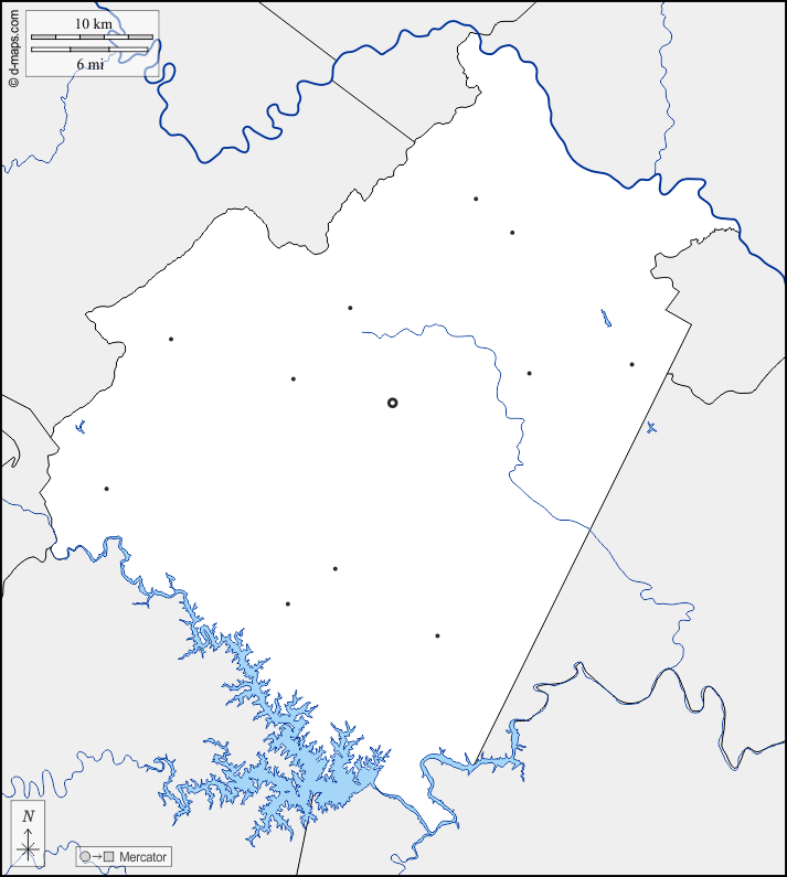 Contea di Bedford : d-maps.com: mappa gratuita, mappa muta gratuita, cartina muta gratuita : frontiere, idrografia, principali città