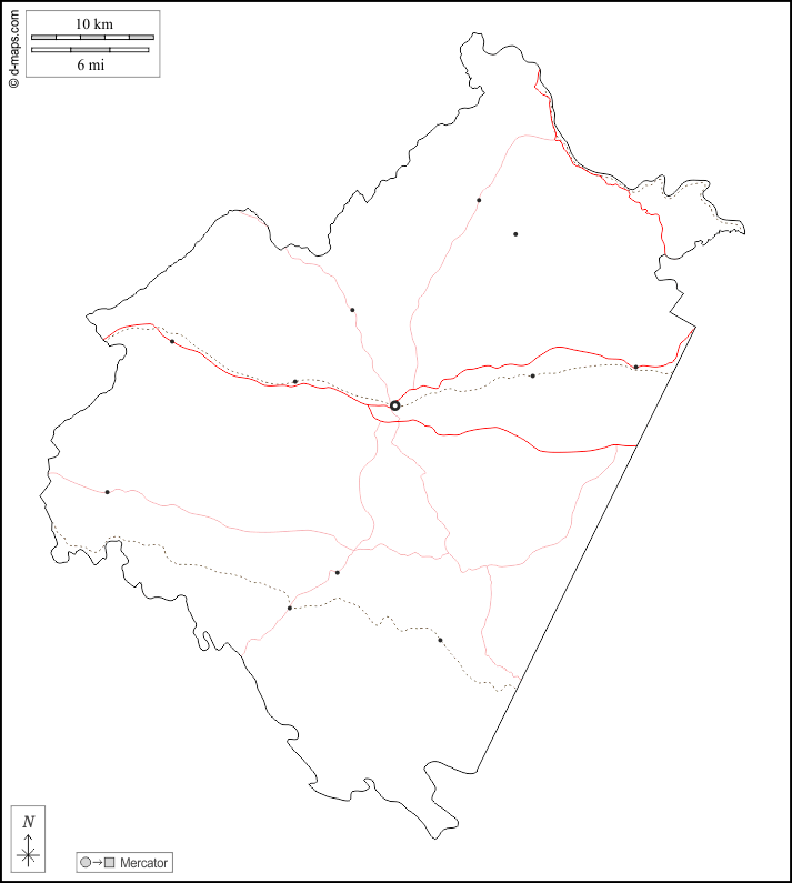 Condado de Bedford : d-maps.com: mapa livre, mapa em branco livre, mapa livre do esboço, mapa básico livre
 : contornos, principais cidades, estradas, branco