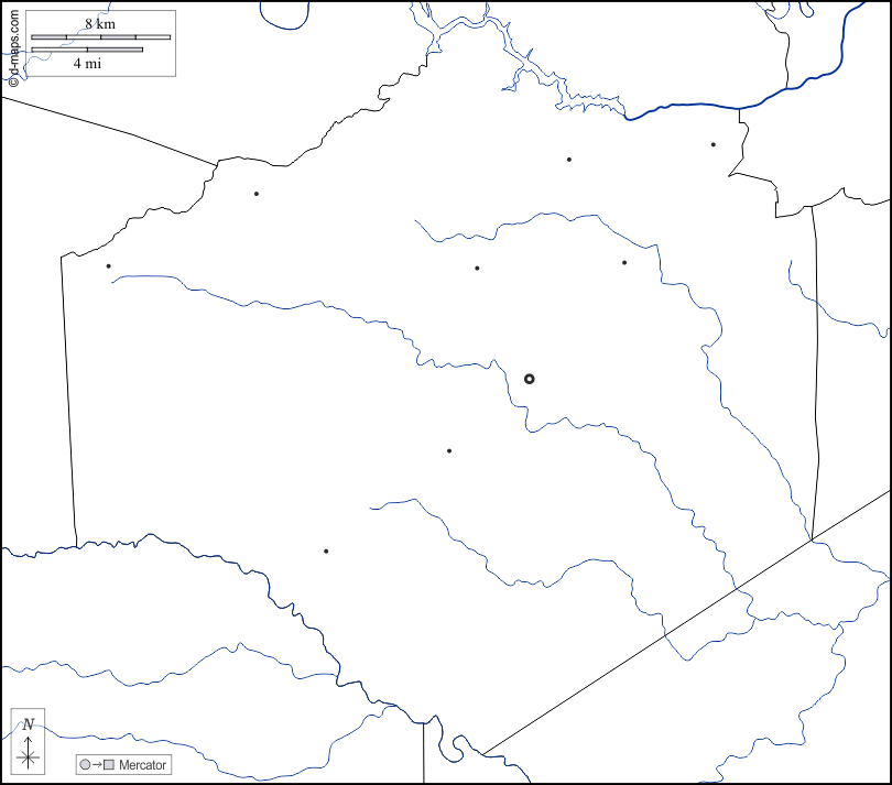 Contea di Dinwiddie : d-maps.com: mappa gratuita, mappa muta gratuita, cartina muta gratuita : frontiere, idrografia, principali città, bianco