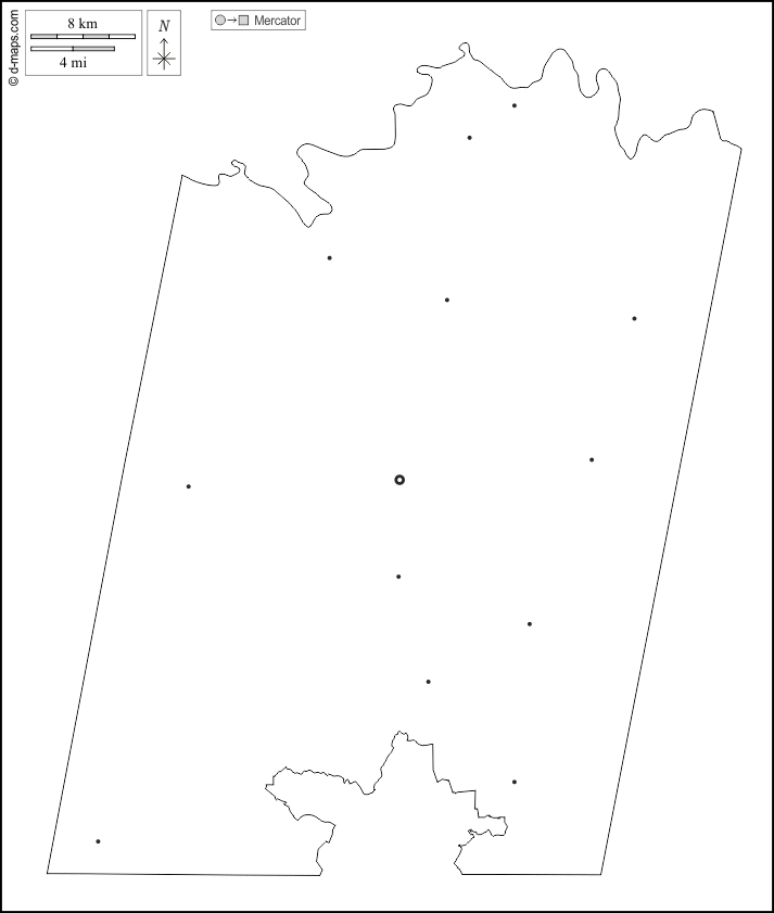 Contea di Pittsylvania : d-maps.com: mappa gratuita, mappa muta gratuita, cartina muta gratuita : contorni, principali città, bianco