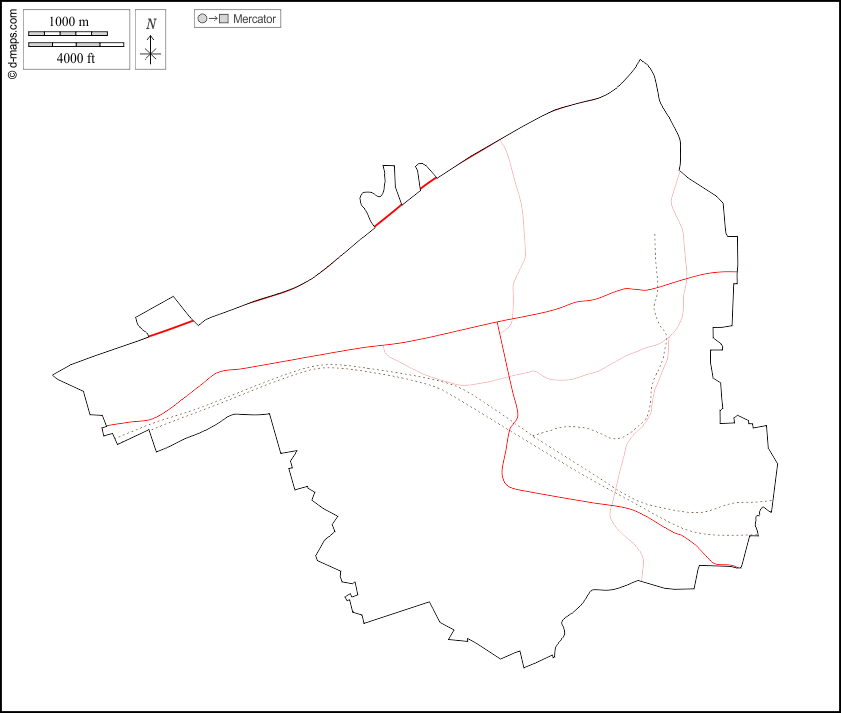 Salem : d-maps.com: Kostenlose Karten, kostenlose stumme Karte, kostenlose unausgefüllt Landkarte, kostenlose hochauflösende Umrisskarte : Umrisse, Straßen, weiß