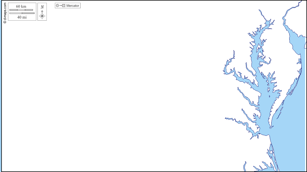Virginia : d-maps.com: mappa gratuita, mappa muta gratuita, cartina muta gratuita : litorali