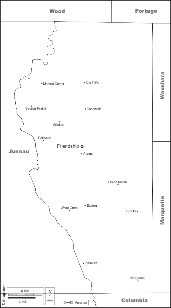 Adams County : d-maps.com: Kostenlose Karten, kostenlose stumme Karte, kostenlose unausgefüllt Landkarte, kostenlose hochauflösende Umrisskarte : Grenzen, Wichtige Städte, Namen, weiß