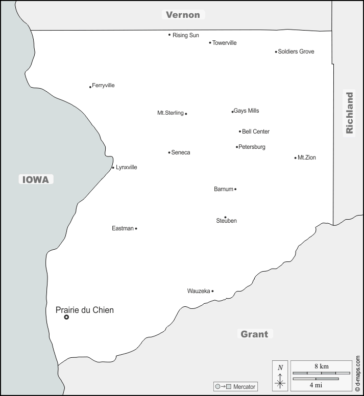 Crawford County : d-maps.com: free map, free blank map, free outline map, free base map : boundaries, main cities, names