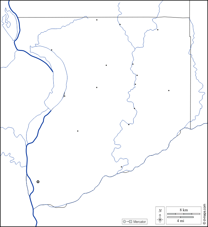 Contea di Crawford : d-maps.com: mappa gratuita, mappa muta gratuita, cartina muta gratuita : frontiere, idrografia, principali città, bianco