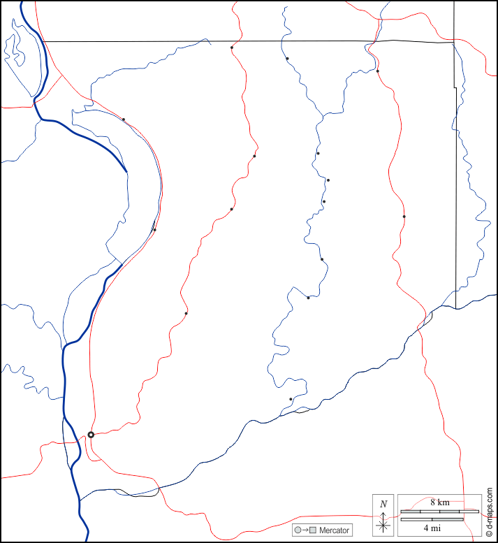 Contea di Crawford : d-maps.com: mappa gratuita, mappa muta gratuita, cartina muta gratuita : frontiere, idrografia, principali città, strade, bianco