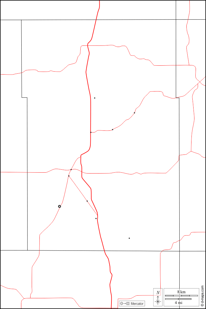Contea di Washburn : d-maps.com: mappa gratuita, mappa muta gratuita, cartina muta gratuita : frontiere, principali città, strade, bianco